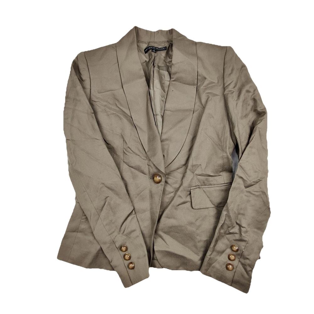 Antonio Melani Blazer Womens 2 Brown One Button Notch Lapel Tailored Lined